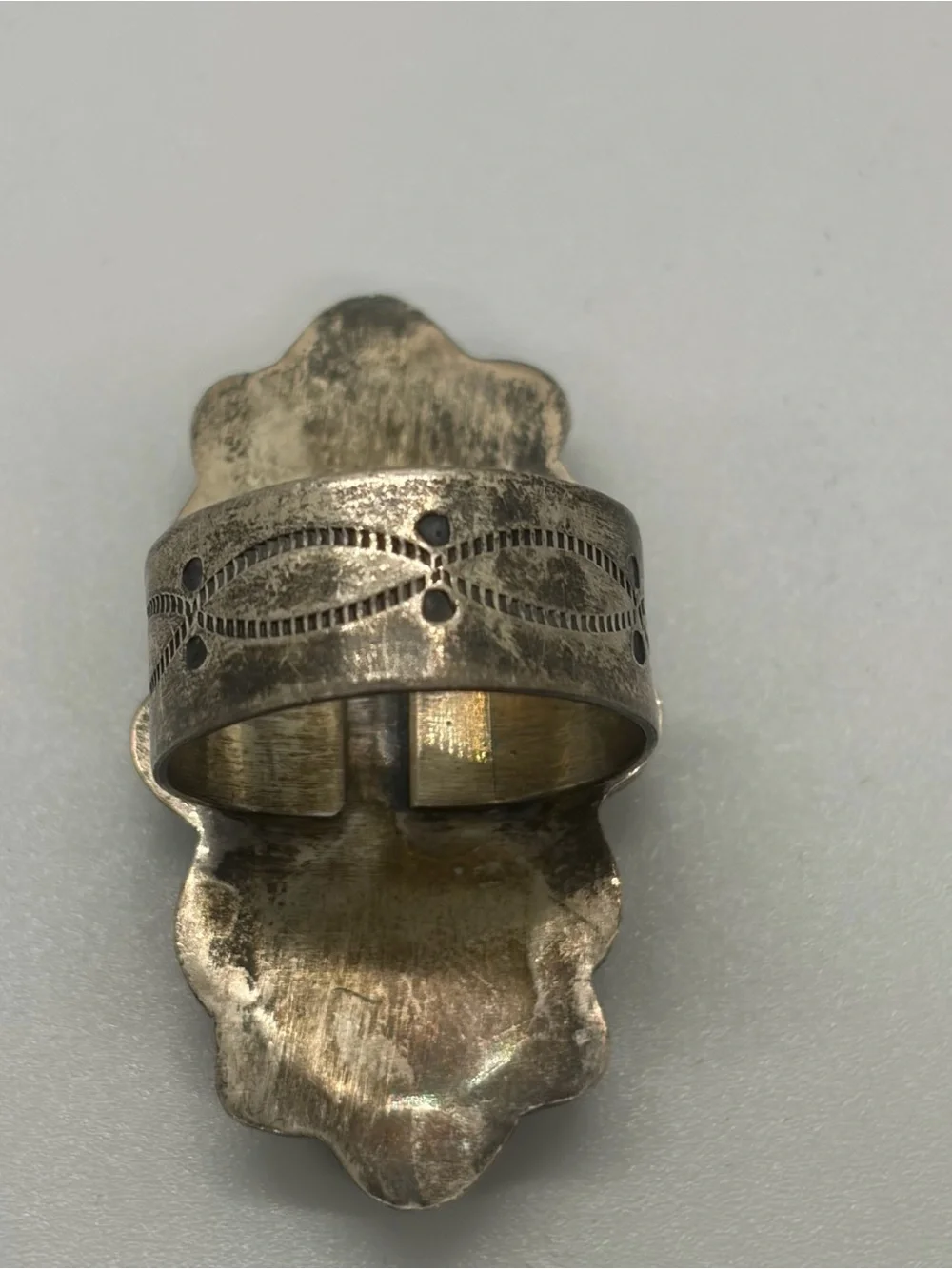 VINTAGE NAVAJO ROCKI GORMAN/KC COOK PURPLE STONE STERLING SILVER RING SIZE 10